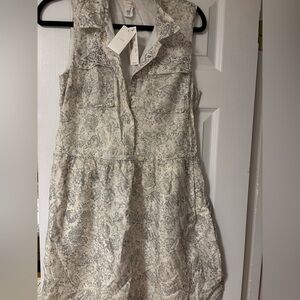 J. Crew Gray and White Sleeveless Sundress NTW
